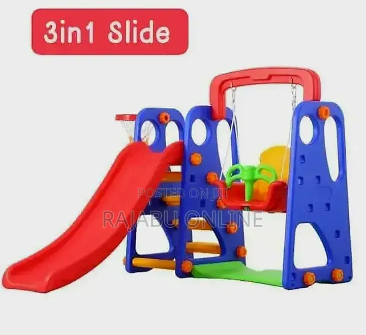 3 in 1 Kids Swing With Slide and Basketball Ring