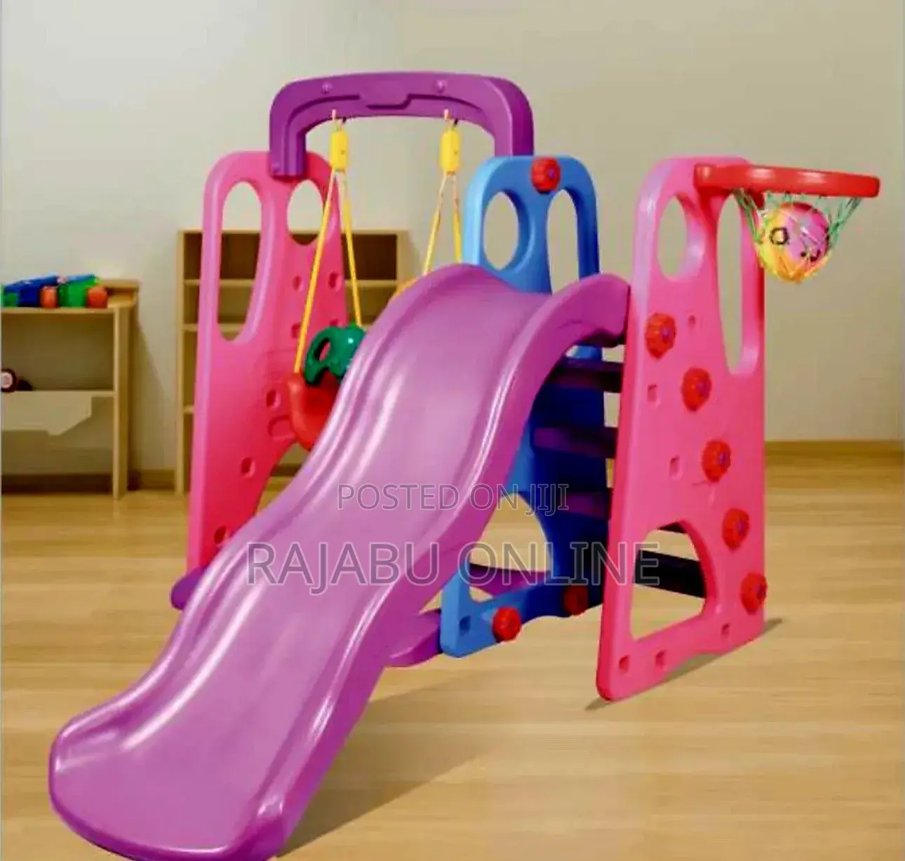 3 in 1 Kids Swing With Slide and Basketball Ring