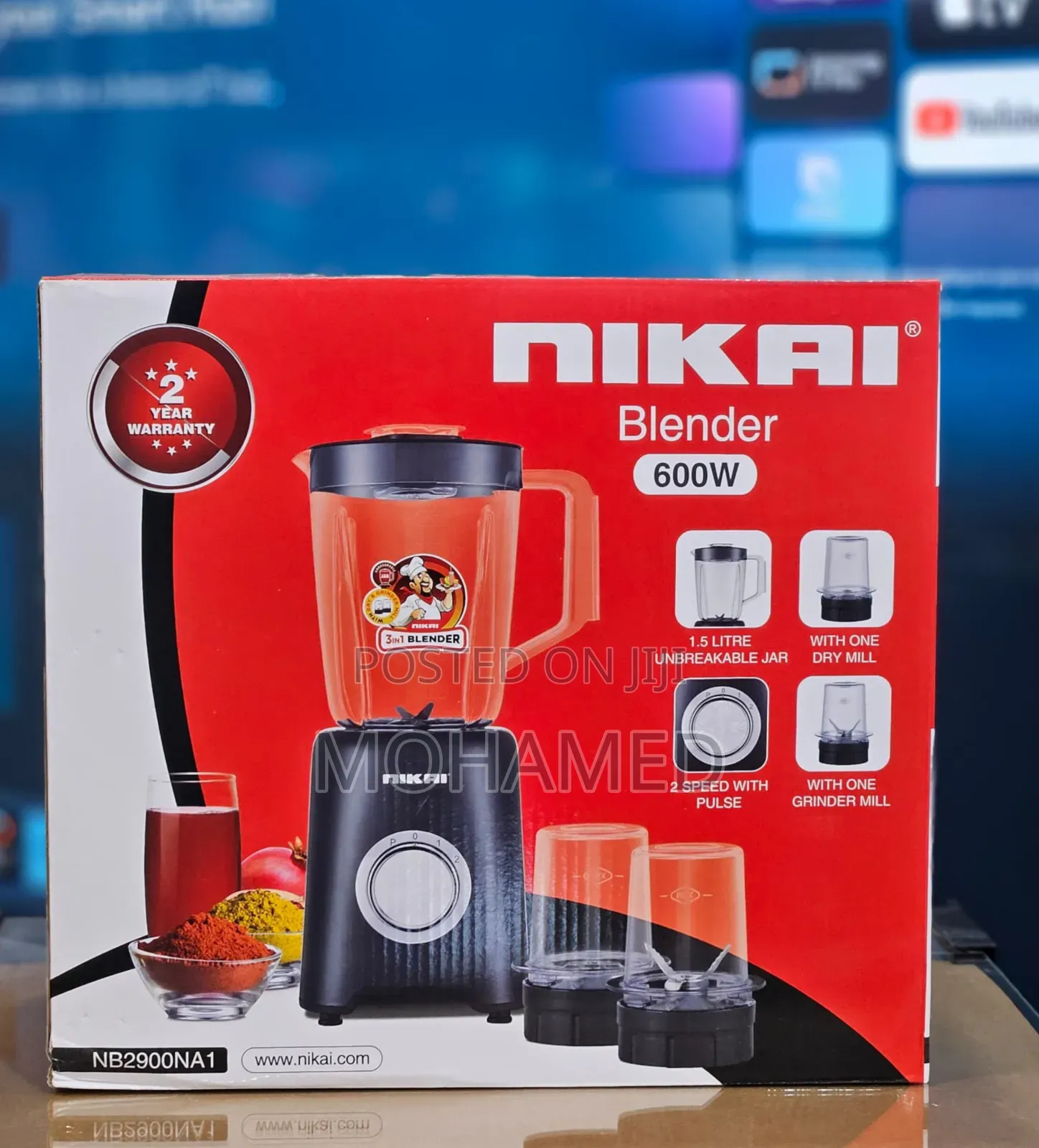 3 in 1 Blender – Nguvu 600w, Kazi Tatu Kwa Bei Moja