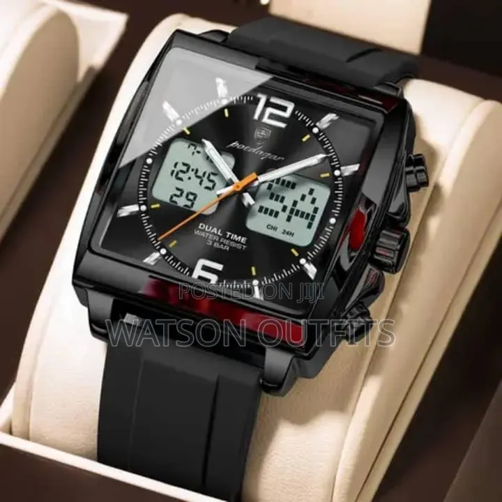 Men's New and Original Watches With Dual Time Poedagar Smartly Branded