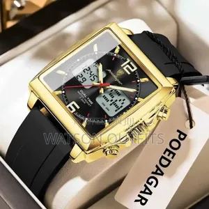 Men's New and Original Watches With Dual Time Poedagar Smartly Branded