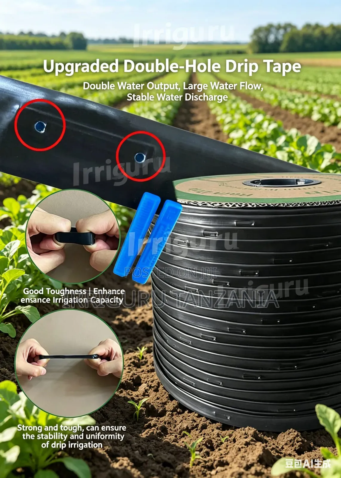 Upgraded Double Holes Drip Tape