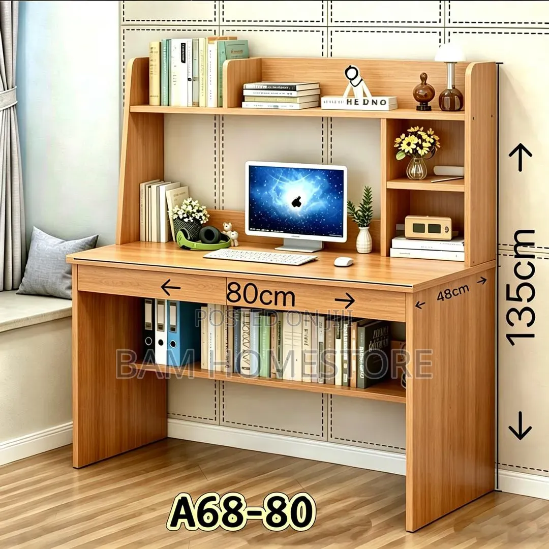 Modern Executive Study Desk With Integrated Bookshelf/Study Table