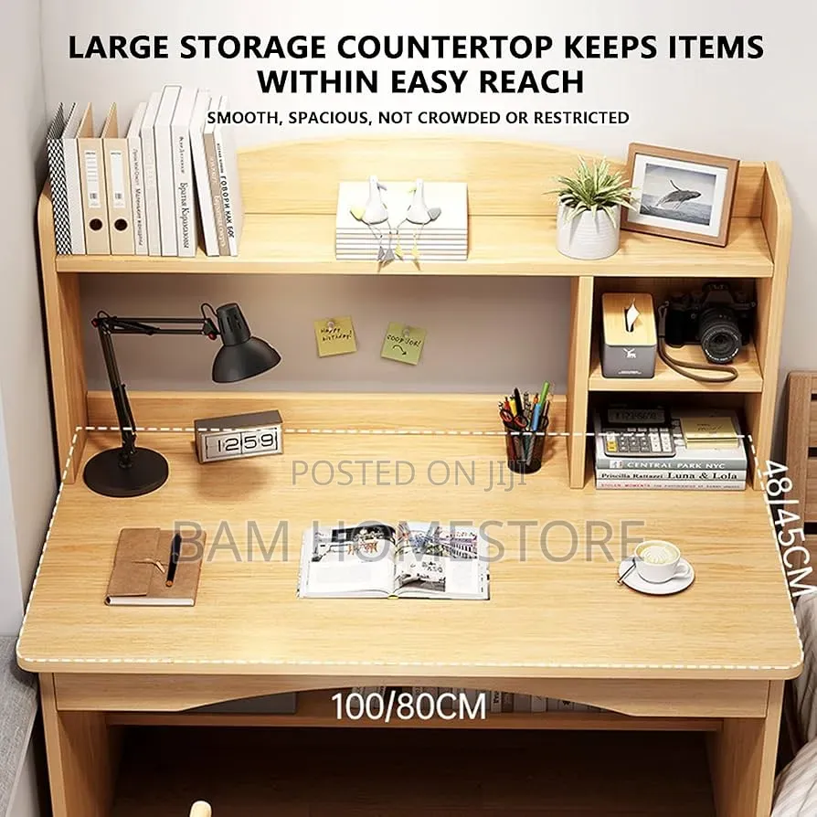 Modern Executive Study Desk With Integrated Bookshelf/Study Table