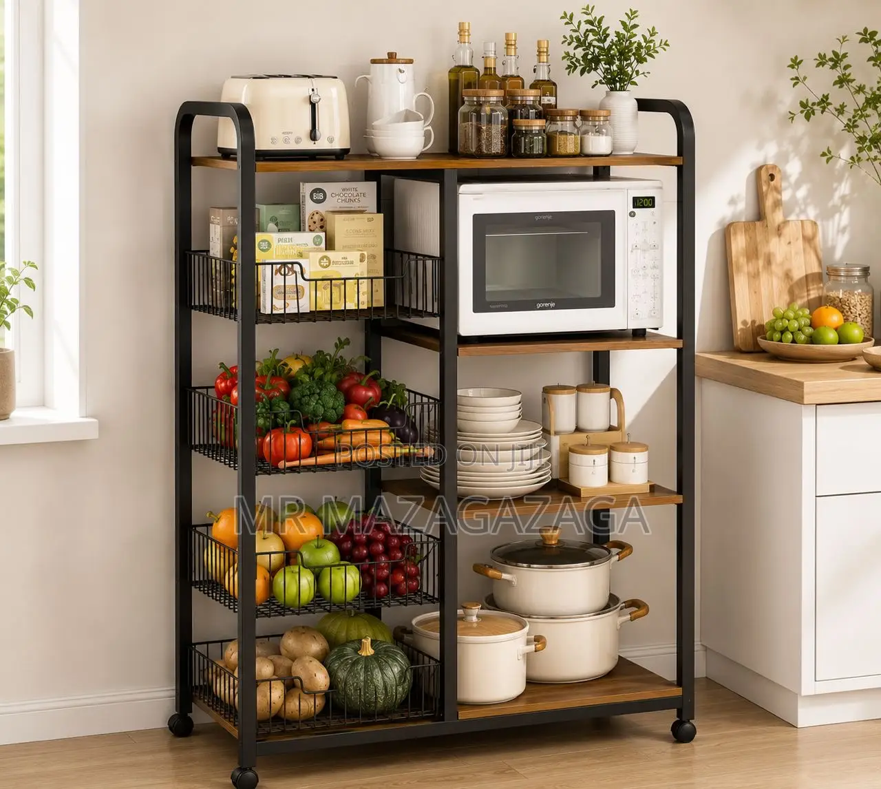 Multi-Functional Kitchen Storage Rack With Fruits Basket