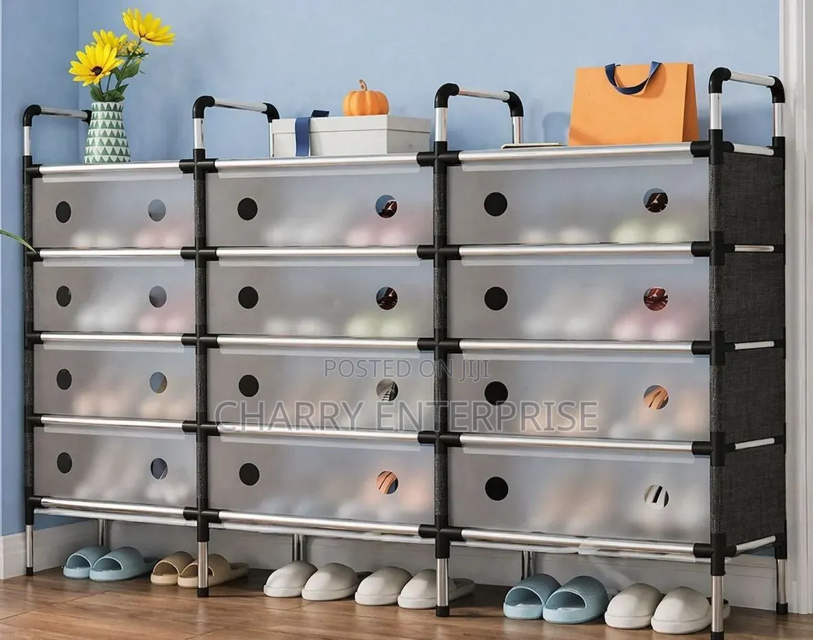 Dust Proof 4 Layers Tripple Row Design Shoe Rack Size:120*28*92cm