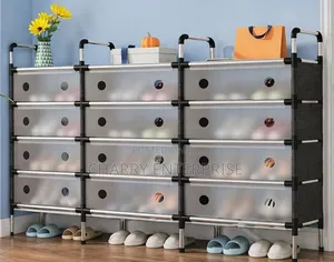Dust Proof 4 Layers Tripple Row Design Shoe Rack Size:120*28*92cm