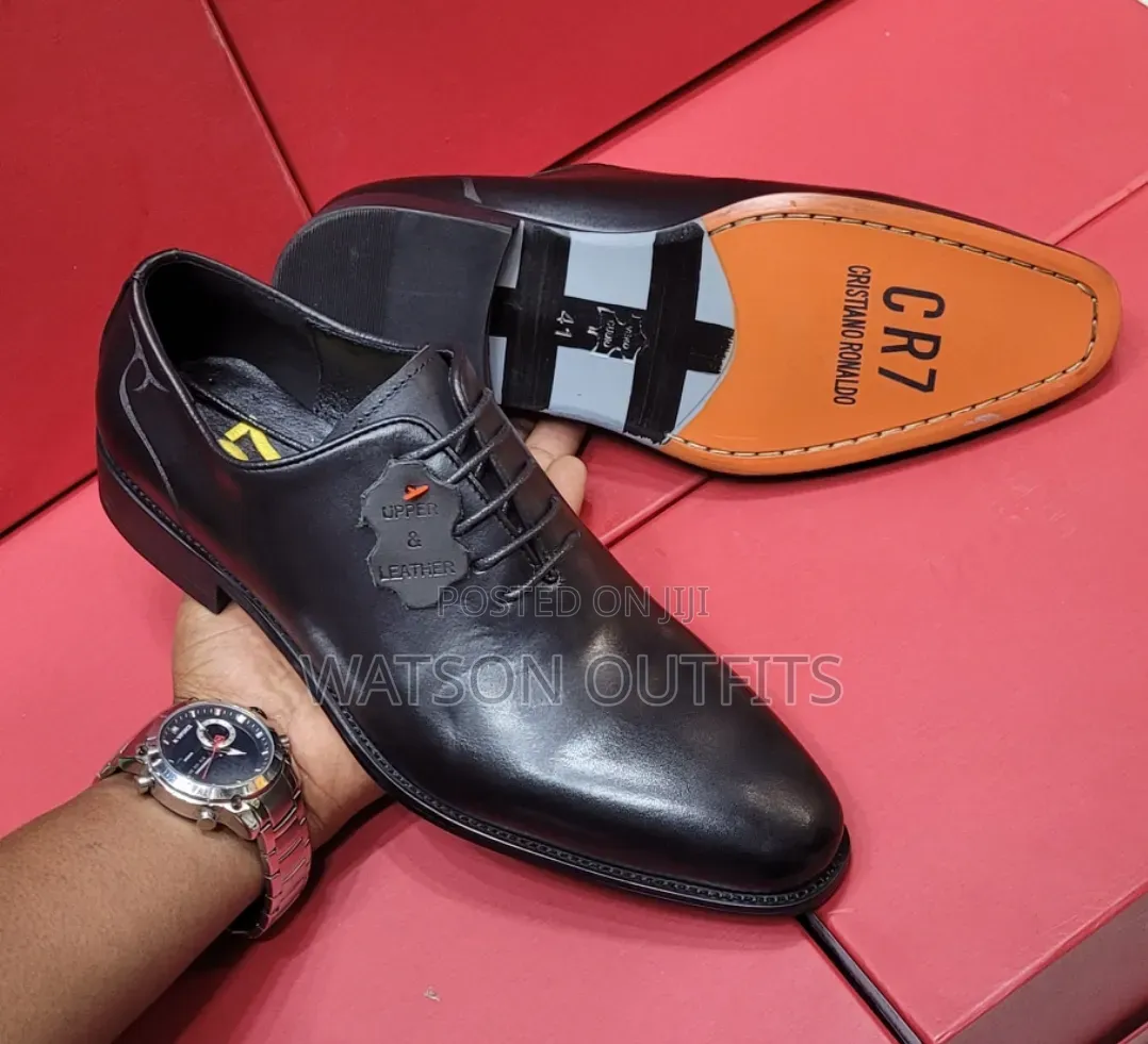 Men's Leather Shoes or Purely Leathered Cr7 Smartly Branded Mocca