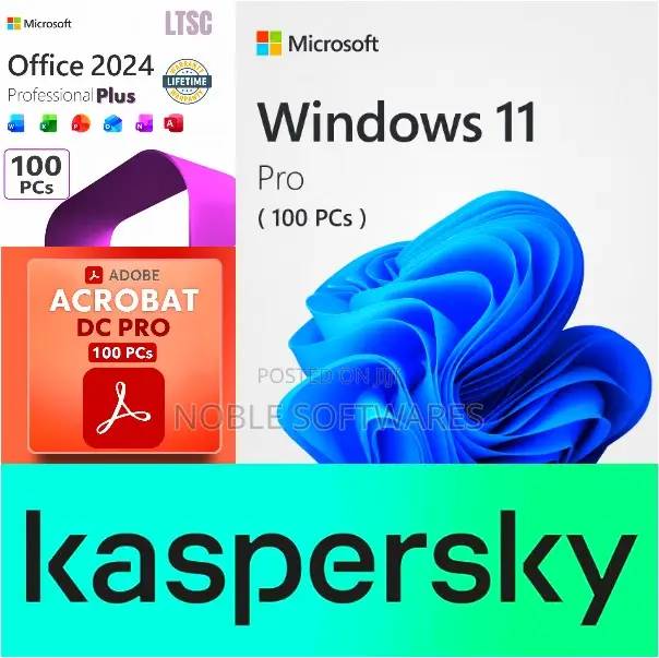 Windows 11 Pro + Microsoft Office 2024 + Kaspersky ( 100 User )