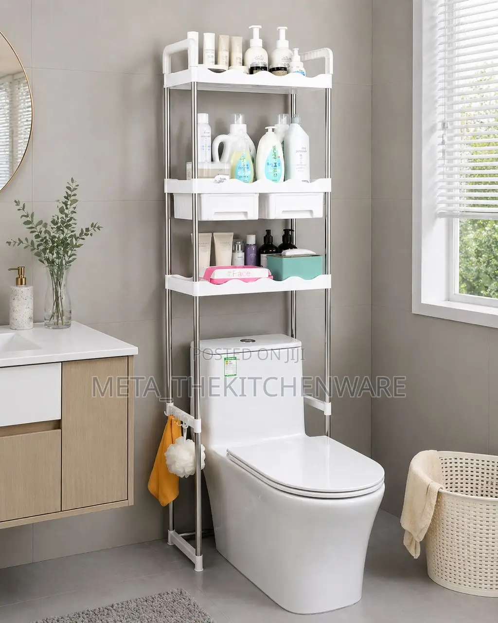 3-tiers Stainless Steel Toilet Storage Racks With Shelves