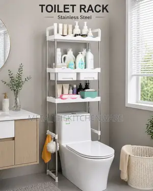 3-tiers Stainless Steel Toilet Storage Racks With Shelves