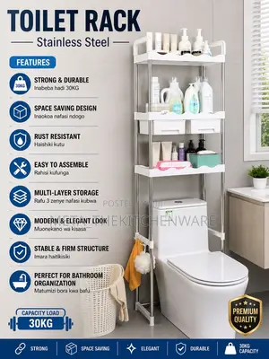 3-tiers Stainless Steel Toilet Storage Racks With Shelves