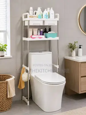 2-tiers Stainless Steel Toilet Rack With Shelves