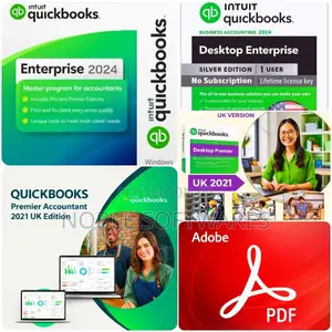 Quickbooks 2024 ( Us ) + Quickbooks 2021 ( Uk ) + Adobe Acrobat Pro