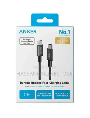 Anker Usb-C to Usb-C Cable 1m 60w Durable Braided Fast-Charging Cable