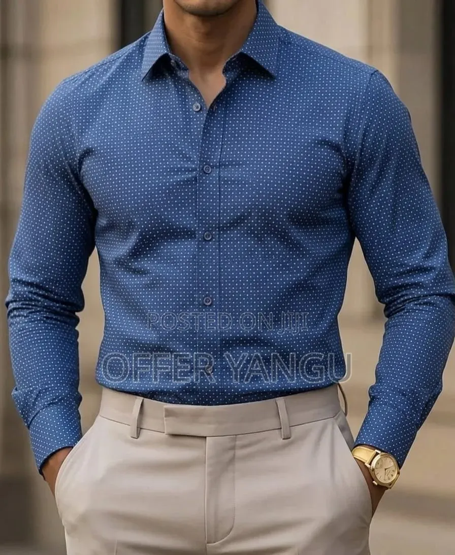 Men Shirts Mikono Mirefu