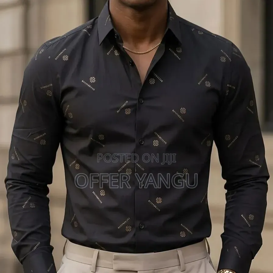 Men Shirts Mikono Mirefu