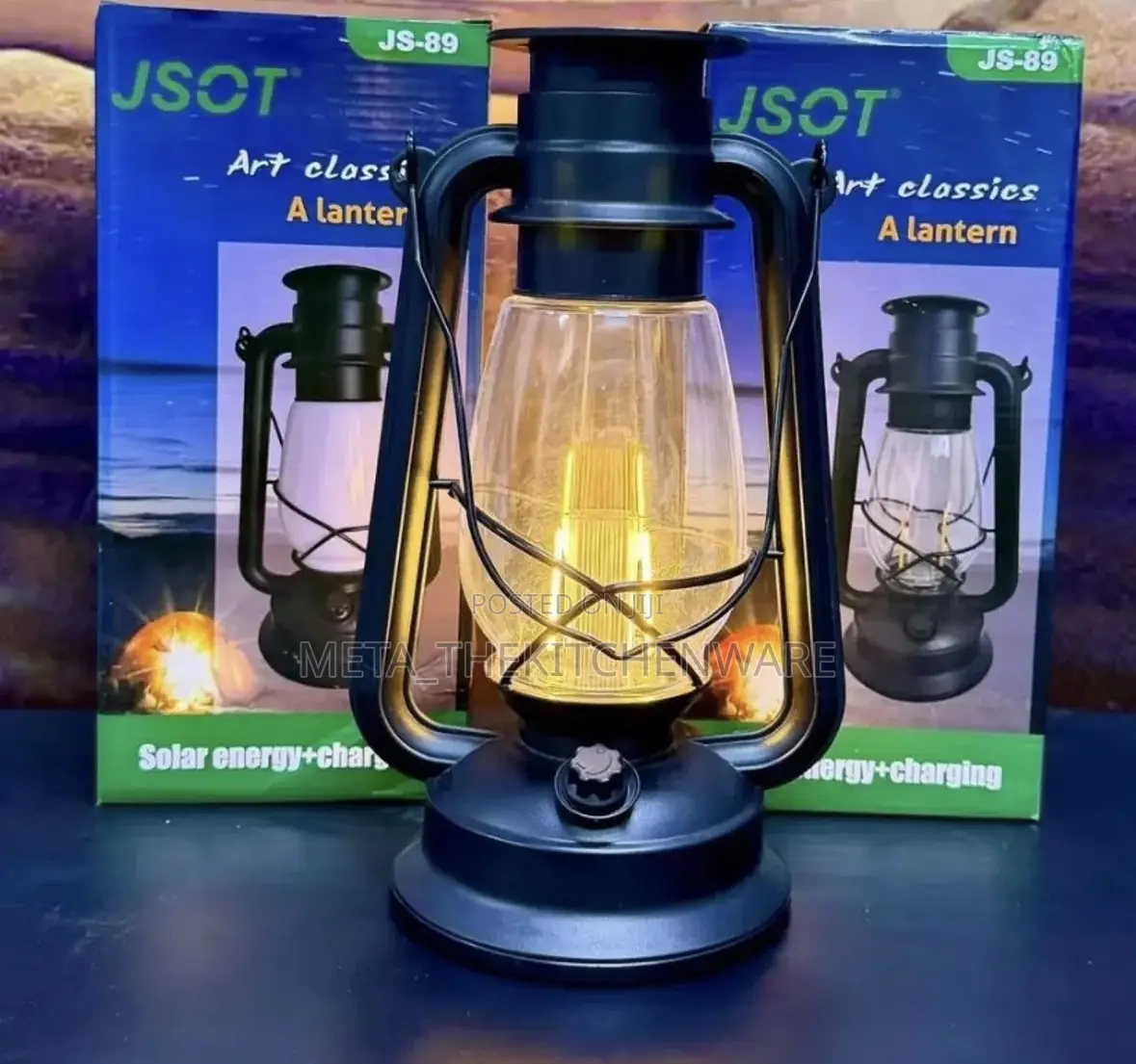 Rechargeable Vintage Portable Solar Lantern (Big Size)