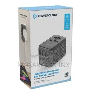 P65w3pd-Gy Powerology 65watts Pd Universal Multiport Gan Travel Adapta