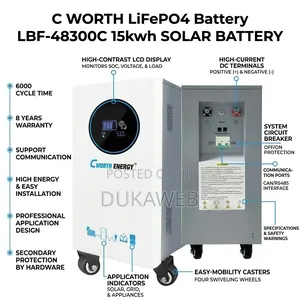 C‐Worth Lifepo4 Lbf‐48300c – 15kwh 48v 300ah Solar Battery