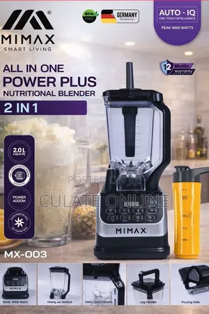 2ltrs Mimax 2 in 1 Power Plus Nutritional Blender