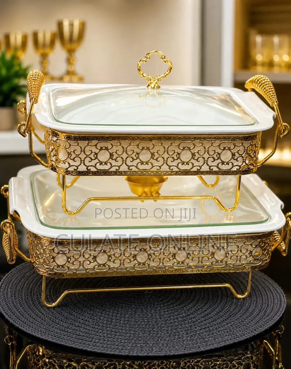 2pcs Rectangular Ceramic Food Warmer