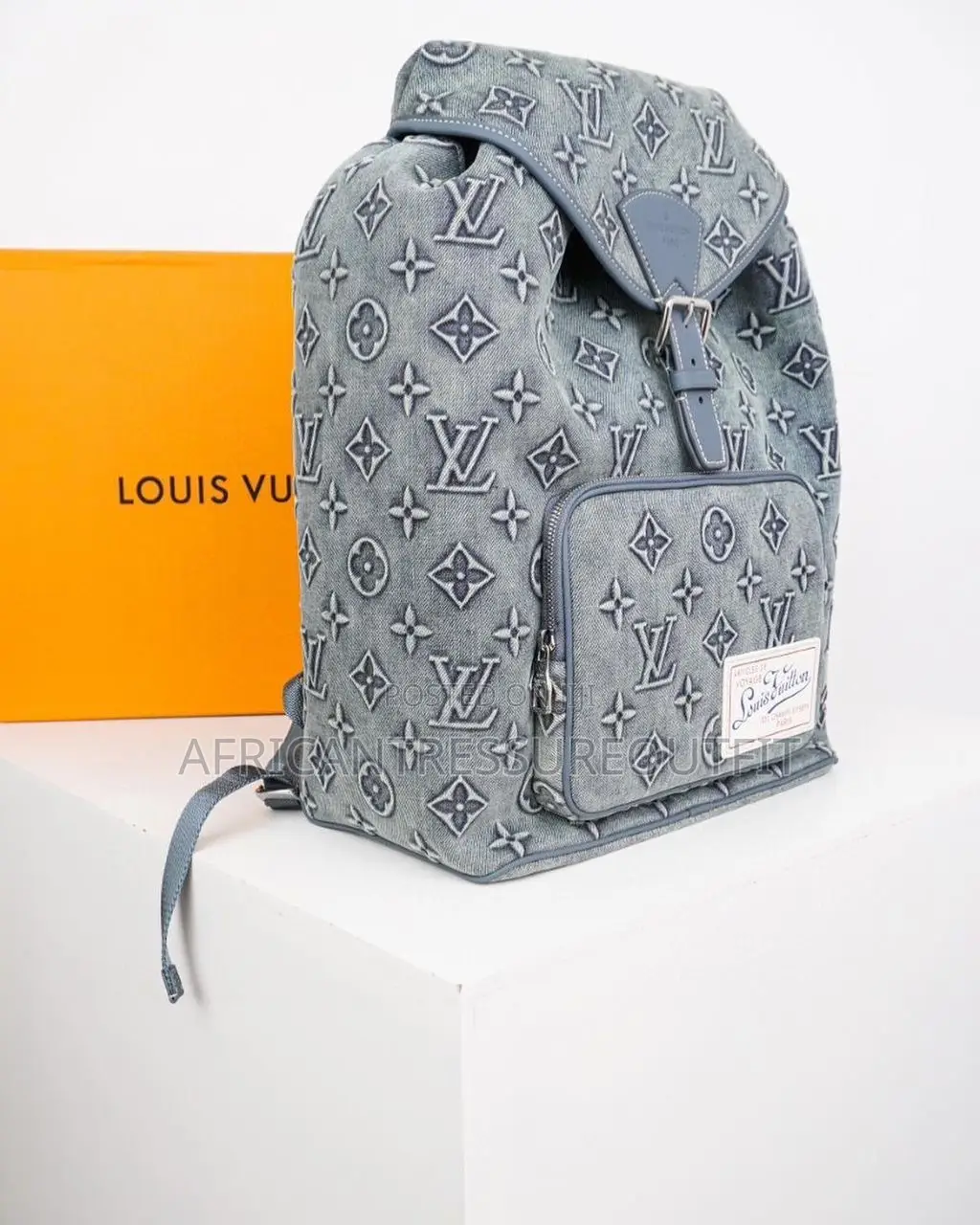Louis Vuitton Montsouris Backpack in Fade Blue Demin Canvas Collection