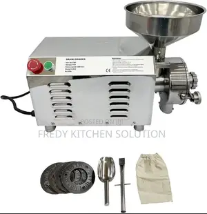Commercial Stainless Steel Grain Grinder Machine, Likely Used for Indu
