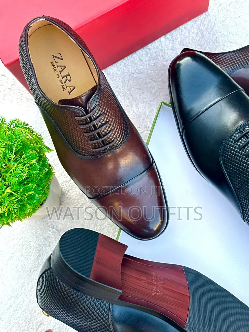Men's Leather Shoes 2-Colours Black and Coffee Materials Quality