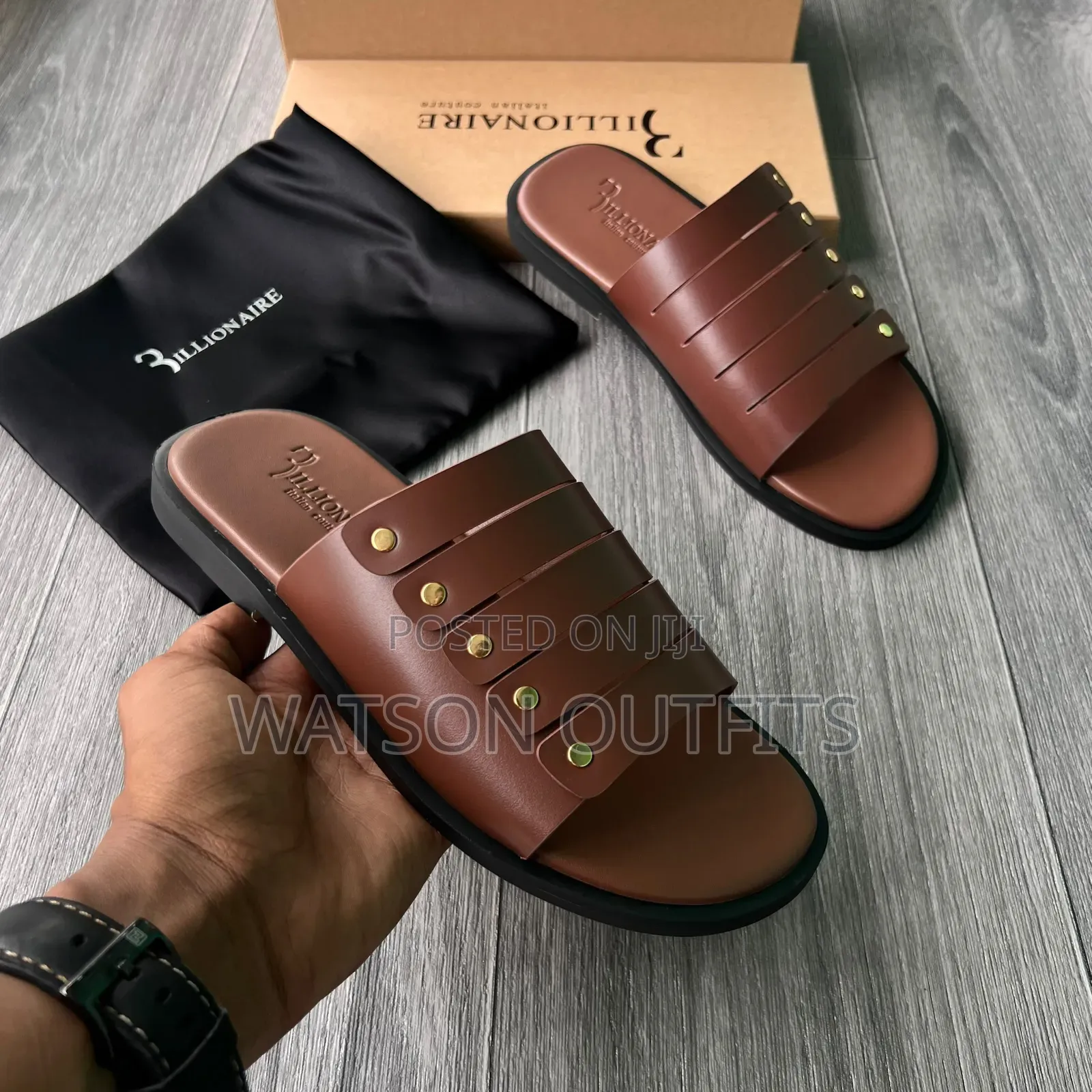 Men's Leather Sandals Billionaire Branded Completely Original
