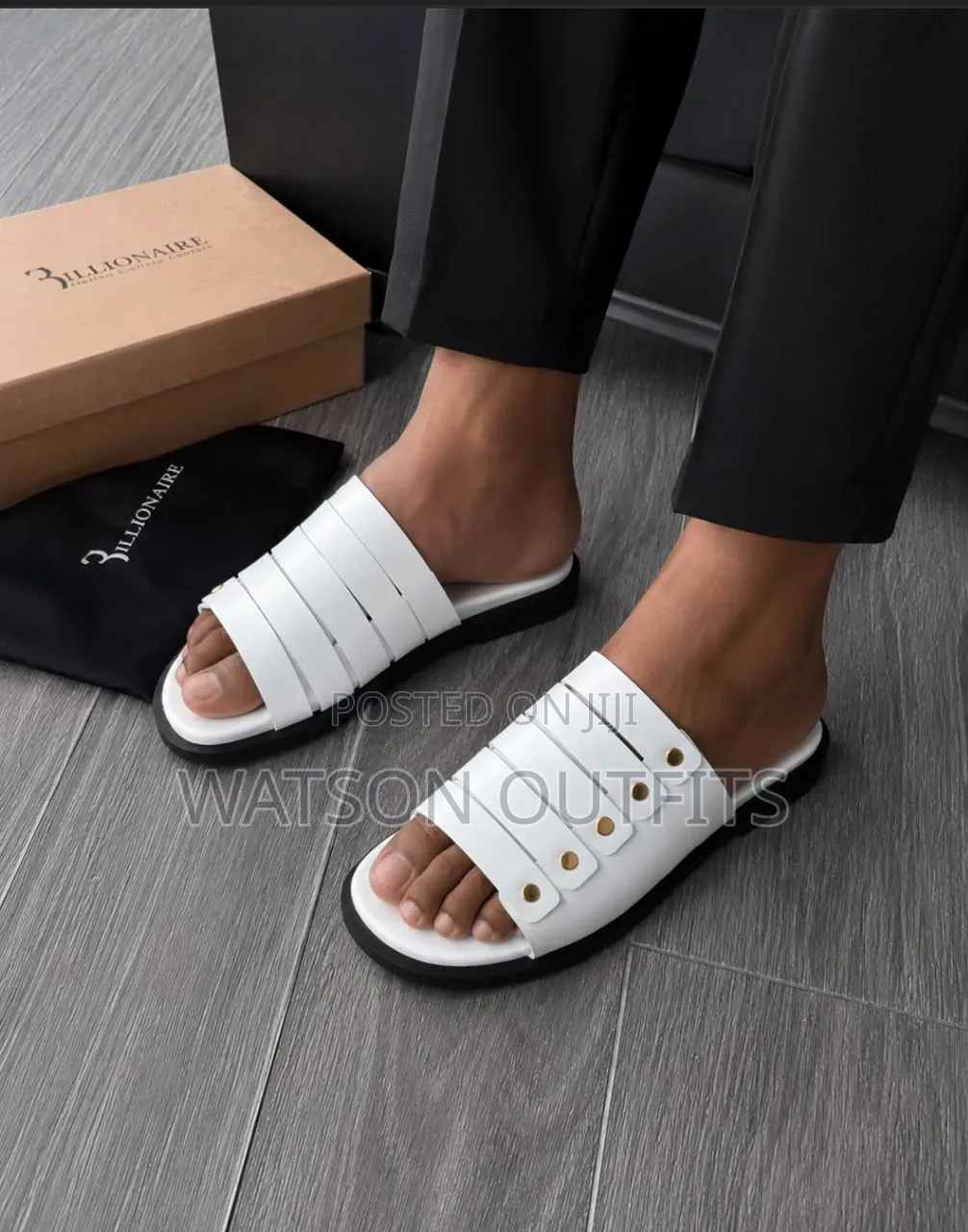 Men's Leather Sandals Billionaire Branded Completely Original