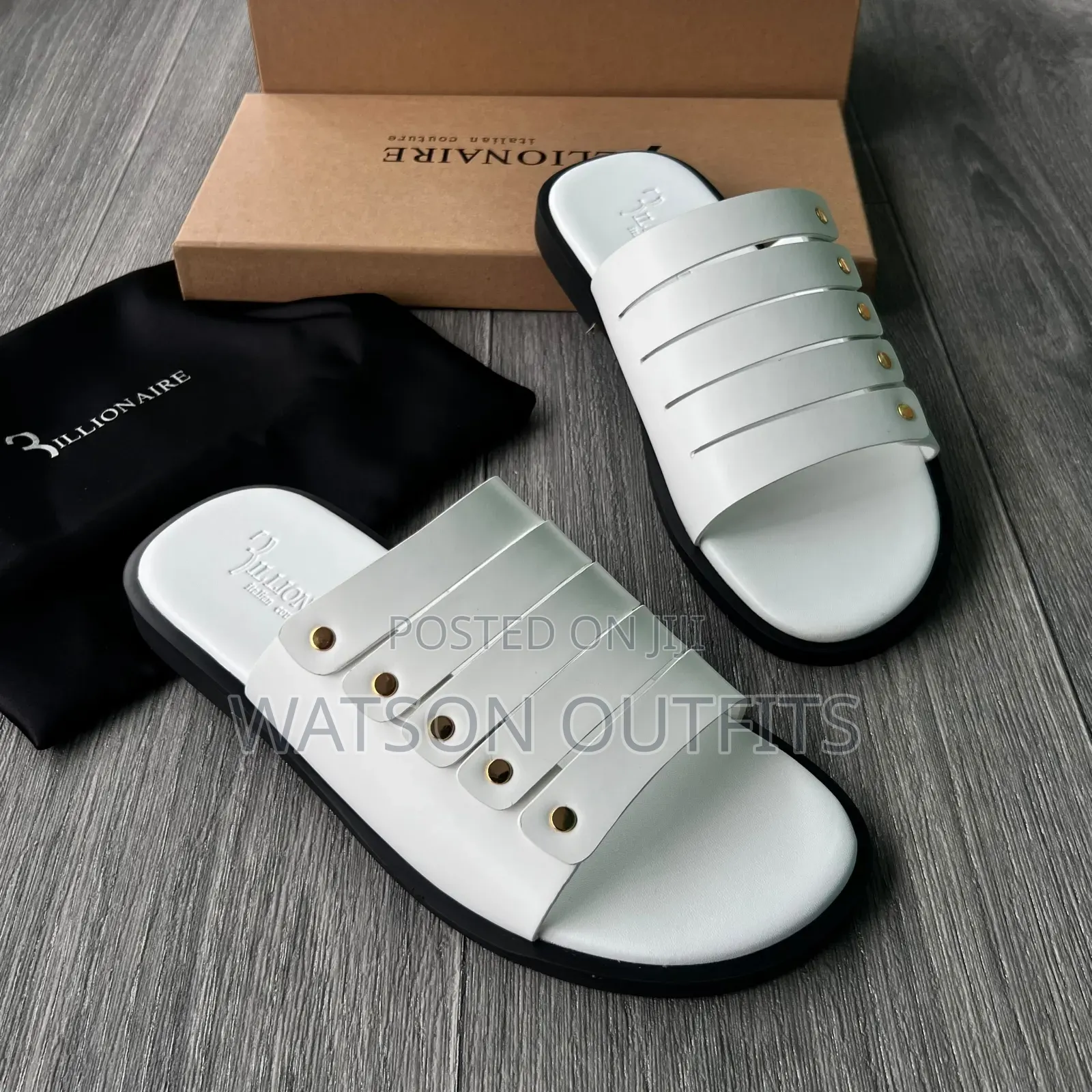 Men's Leather Sandals Billionaire Branded Completely Original