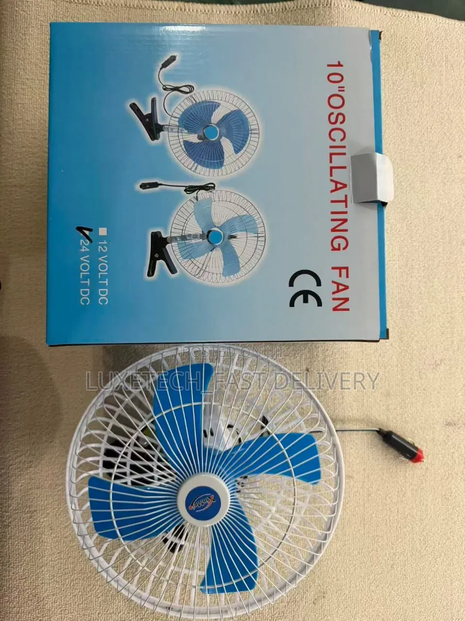 10-Inch Oscillating Fan for Cars, Trucks, Rvs, 24-Volt Dc Power