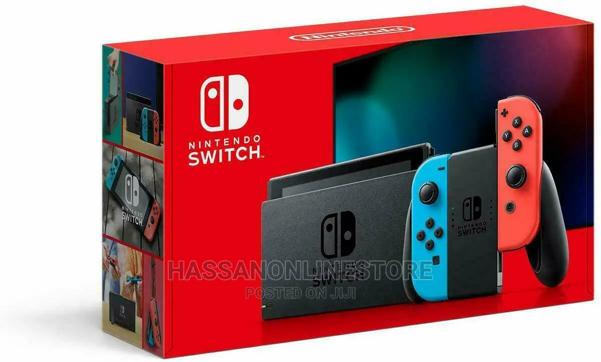 Nintendo Switch With Neon Red and Neon Blue Joy-Con