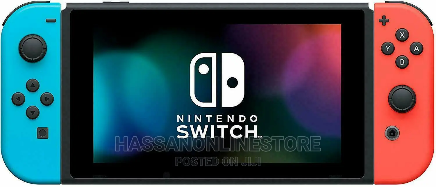 Nintendo Switch With Neon Red and Neon Blue Joy-Con