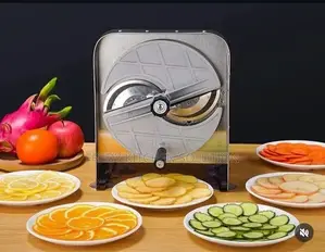 Commercial-Grade Stainless Steel Fruit and Vegetable Slicer Used for Q