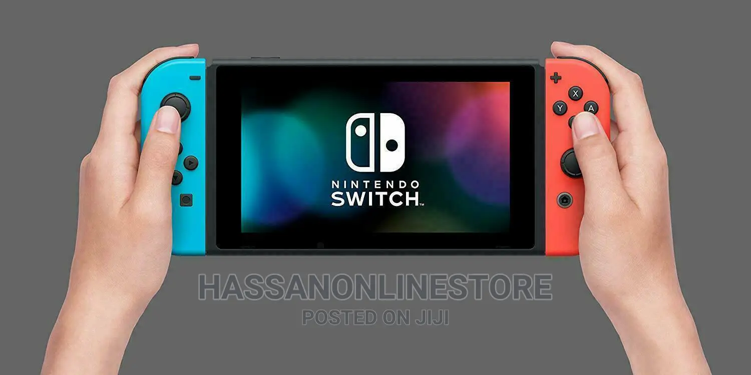 Nintendo Switch With Neon Red and Neon Blue Joy-Con