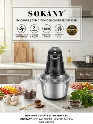 Sokany 2-in-1 Wonder Chopper Grinder (Sk-06028) – 400w