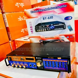 Bt-610 Bluetooth Stereo Audio Power Amplifier With 2 Inputs for Mic