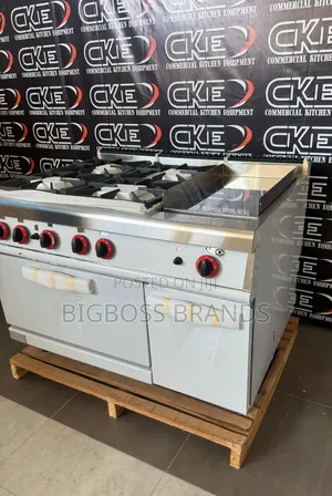 Jiko La Gesi 4 Burners Range Cooker Yenye Griddle Oven Cabinet