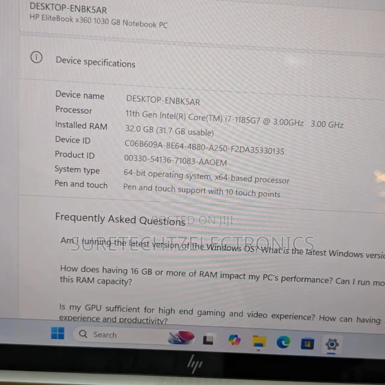 Laptop HP EliteBook x360 1030 G8 16GB Intel Core i7 SSD 512GB