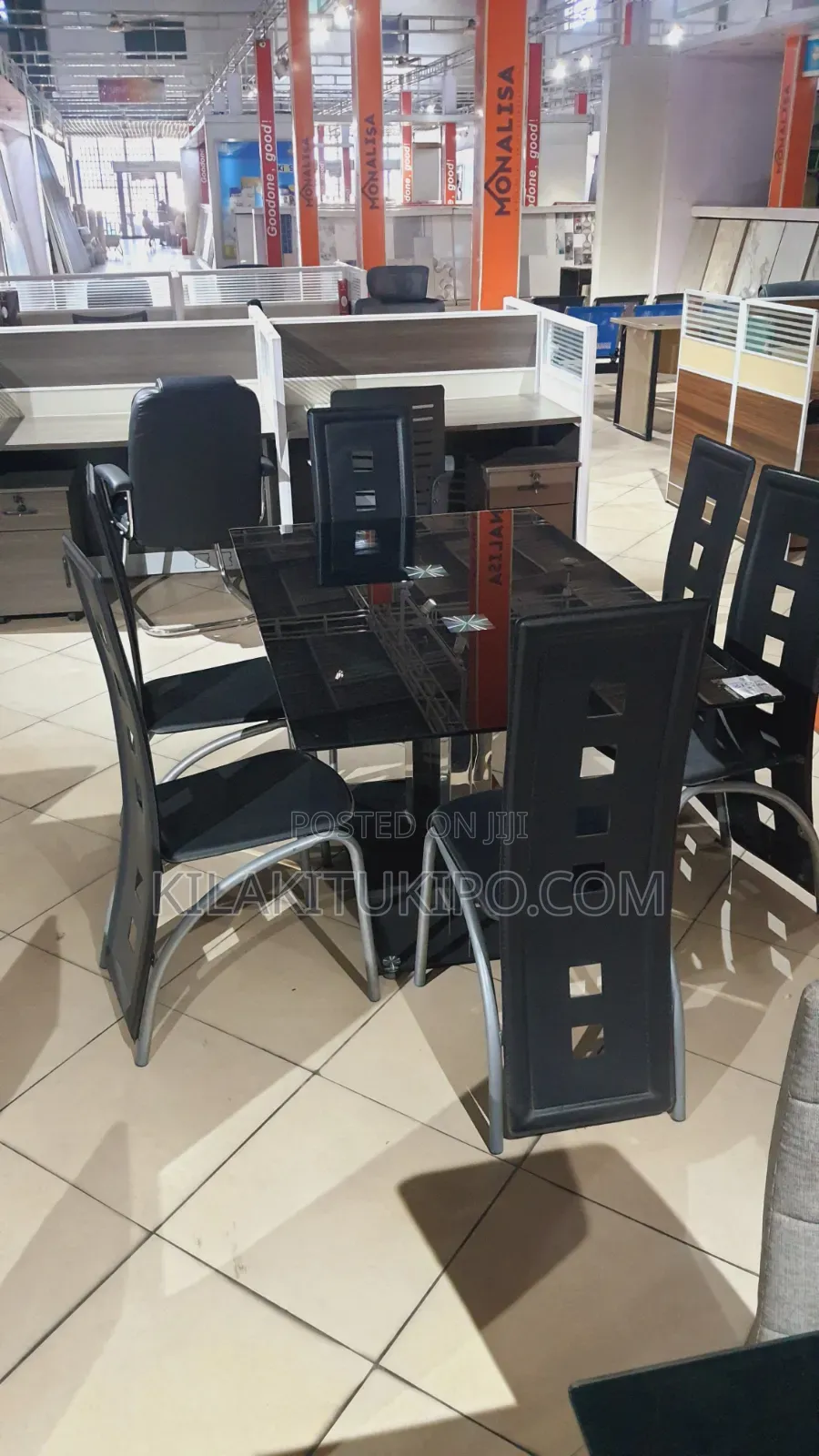 Dining Table With 6 Seaters Leather Chairs