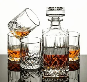 Premium Deli Glassware Whiskey/Beverage Decanter Set (7 Pcs)