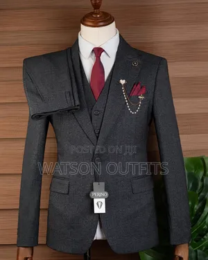 Men's New and Original Suits Dark Grey 1 Colour Perino Classic Brand