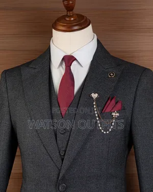 Men's New and Original Suits Dark Grey 1 Colour Perino Classic Brand