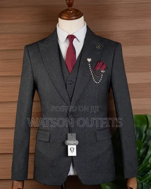 Men's New and Original Suits Dark Grey 1 Colour Perino Classic Brand