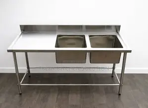 Commercial Stainless Steel Double Bowl With Working Table 1.8m