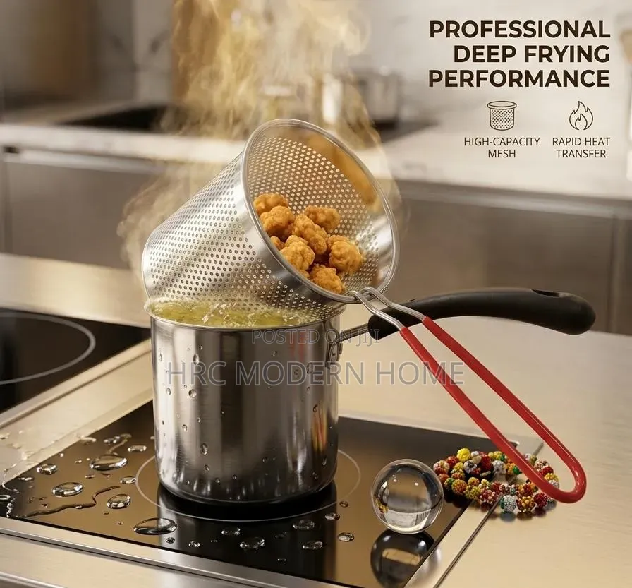 Premium Deep Frying Basket – Inadumu, Ni Imara, Na Inafaa Kwa Jiko Lak