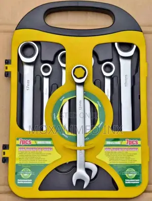 7-Piece Industrial Ratchet Wrench Setfeaturing Dual-Use Spanners 6-19