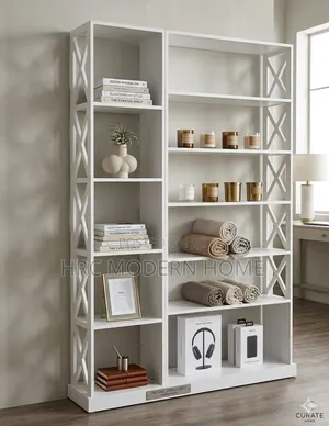 Modern Minimalist White Bookshelf / Display Rack
